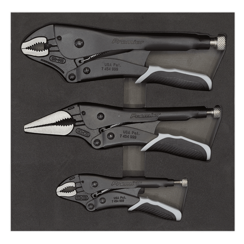 Sealey Pliers 3pc Quick Release Locking Pliers Set - Black Series-AK6863B 5054511210941 AK6863B - Buy Direct from Spare and Square
