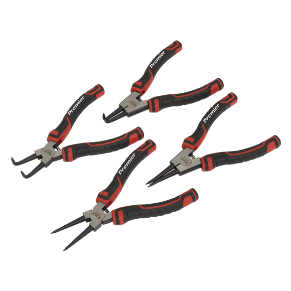 Sealey Pliers 4 Piece 180mm Circlip Pliers Set - Tempered Chrome - Lifetime Guarantee AK8457 - Buy Direct from Spare and Square