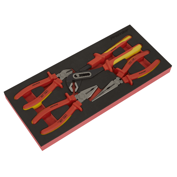 Sealey Pliers 4pc Insulated Pliers Set with Tool Tray - VDE Approved-TBTE07 5054630244414 TBTE07 - Buy Direct from Spare and Square