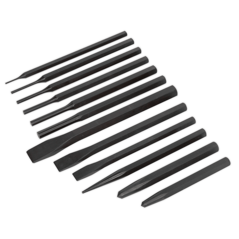 Sealey Punches & Chisels 12pc Punch & Chisel Set-S0802 5024209823623 S0802 - Buy Direct from Spare and Square
