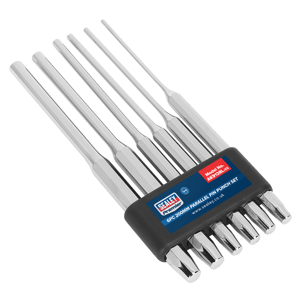 Sealey Punches & Chisels 6pc 200mm Parallel Pin Punch Set-AK9128L 5024209675932 AK9128L - Buy Direct from Spare and Square