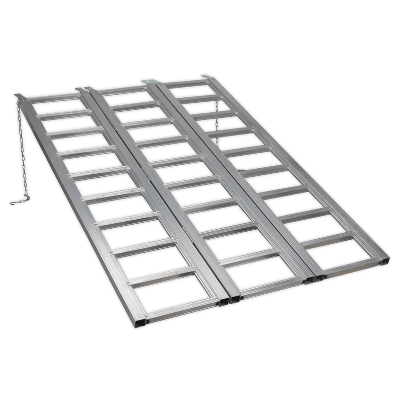 Sealey Ramps & Chocks 680kg Capacity Wide Tri-Folding Motorcycle/Trike/ATV & Mini Tractor Aluminium Loading Ramp-FLR680T 5054511074239 FLR680T - Buy Direct from Spare and Square