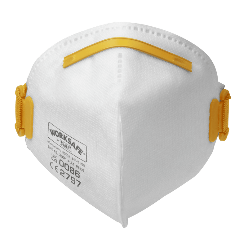 Sealey Respiratory Protection FFP1 Fold Flat Mask - Pack of 10-9329/10 5054511860610 9329/10 - Buy Direct from Spare and Square