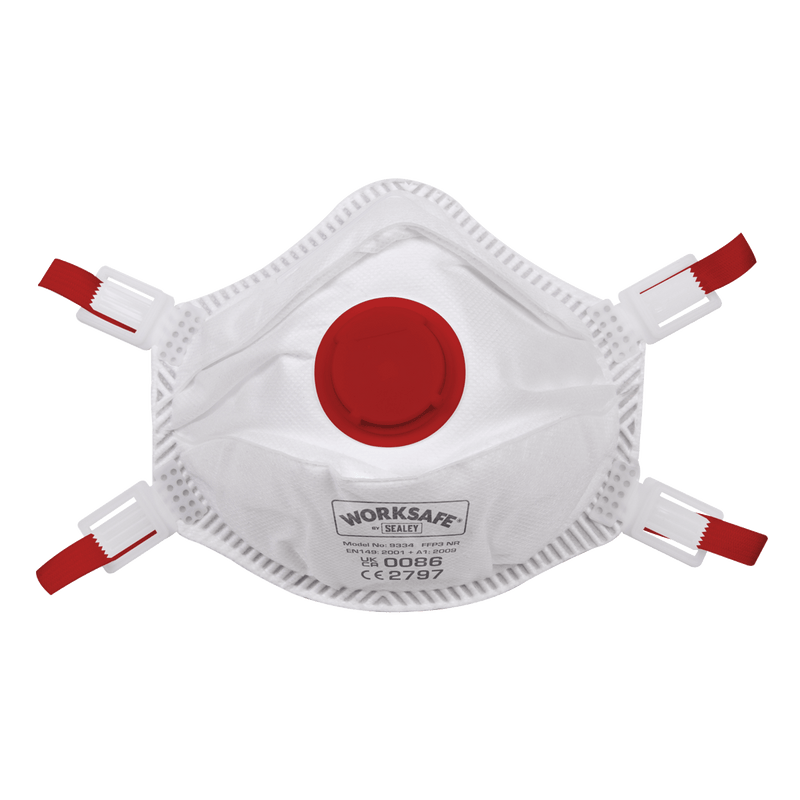 Sealey Respiratory Protection FFP3 Valved Cup Mask - Pack of 10-9334/10 5054511859607 9334/10 - Buy Direct from Spare and Square