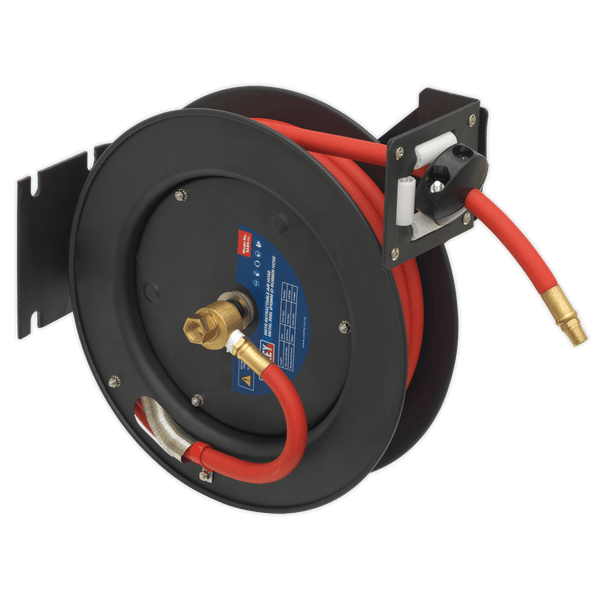 Sealey Retracting Hose Reels 8m Retractable Air Hose Metal Reel Ø10mm ID Rubber Hose-SA84 5054511346985 SA84 - Buy Direct from Spare and Square