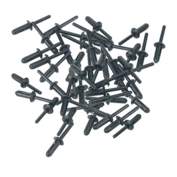 Sealey Rivets Ø6.6 x 17.2mm Plastic Rivet - Pack of 50-PR001 5024209912150 PR001 - Buy Direct from Spare and Square