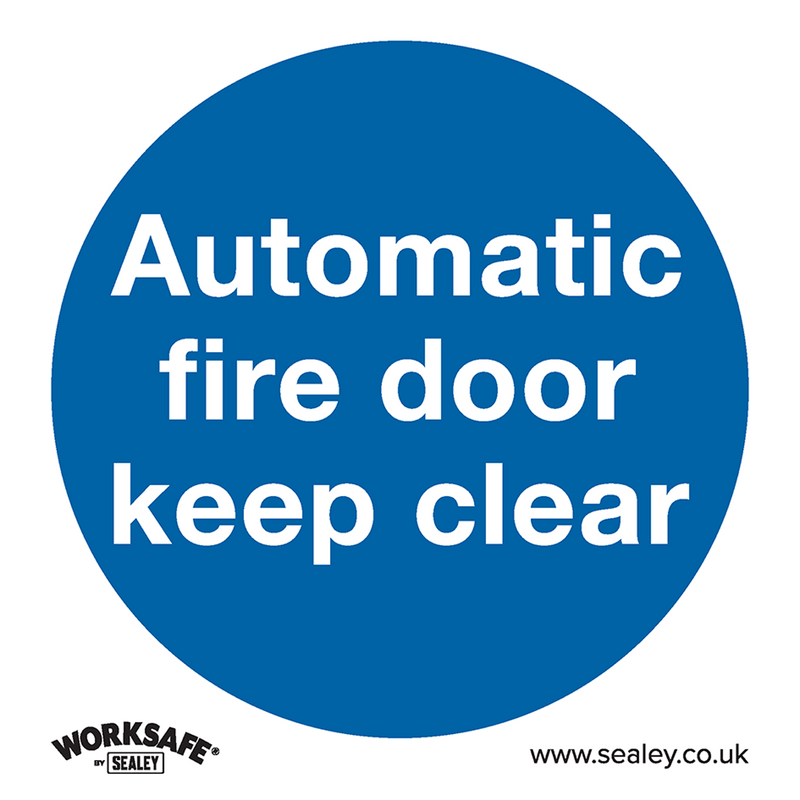Sealey Safety Signs Automatic Fire Door Keep Clear - Mandatory Safety Sign - Rigid Plastic - Pack of 10-SS3P10 5054511989021 SS3P10 - Buy Direct from Spare and Square