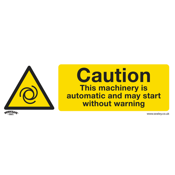 Sealey Safety Signs Caution Automatic Machinery - Warning Safety Sign - Rigid Plastic - Pack of 10-SS47P10 5054511991086 SS47P10 - Buy Direct from Spare and Square