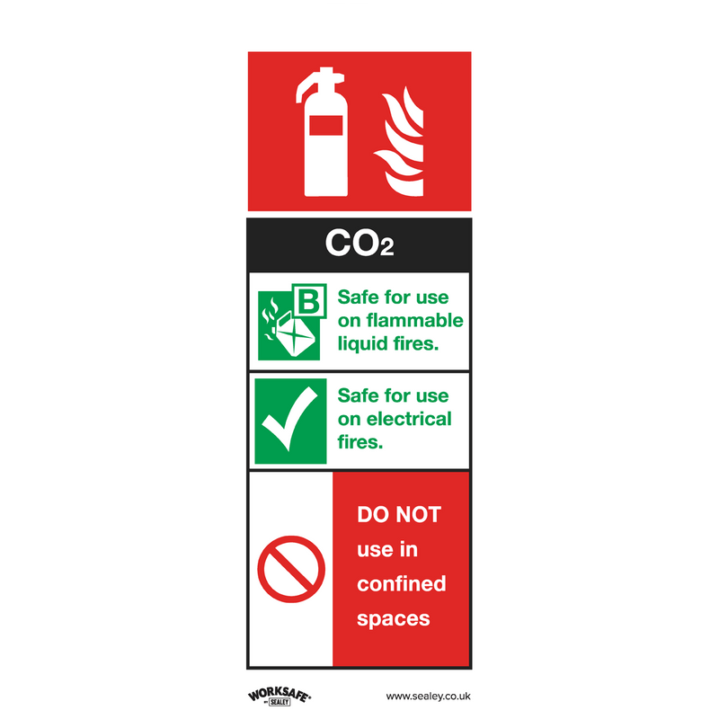 Sealey Safety Signs CO2 Fire Extinguisher - Safe Conditions Safety Sign - Rigid Plastic - Pack of 10-SS21P10 5054511990843 SS21P10 - Buy Direct from Spare and Square