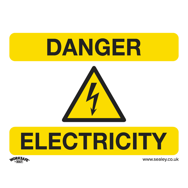 Sealey Safety Signs Danger Electricity - Warning Safety Sign - Rigid Plastic-SS41P1 5054630001956 SS41P1 - Buy Direct from Spare and Square