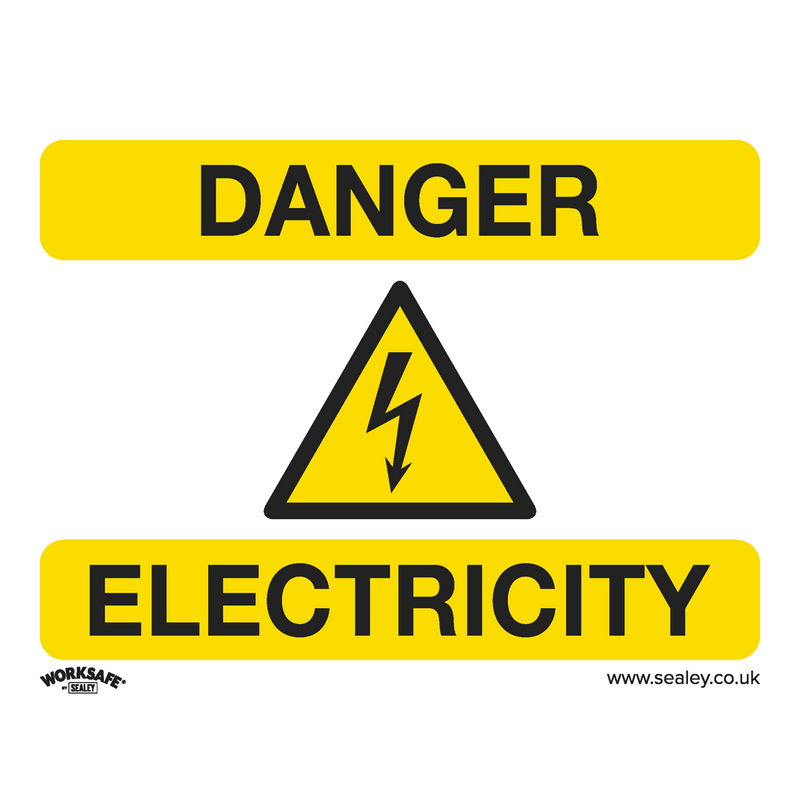 Sealey Safety Signs Danger Electricity - Warning Safety Sign - Self-Adhesive Vinyl-SS41V1 5054630001918 SS41V1 - Buy Direct from Spare and Square