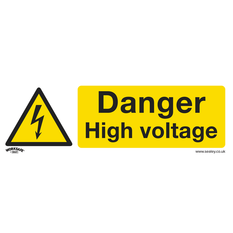 Sealey Safety Signs Danger High Voltage - Warning Safety Sign - Rigid Plastic-SS48P1 5054630001451 SS48P1 - Buy Direct from Spare and Square