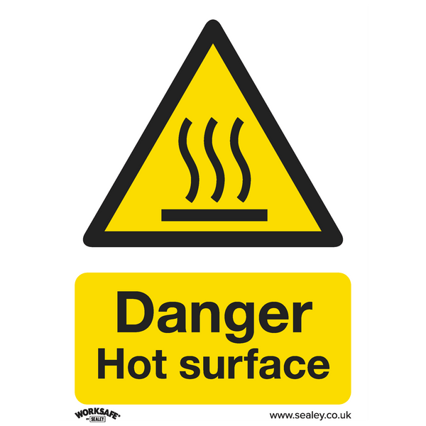Sealey Safety Signs Danger Hot Surface - Warning Safety Sign - Self-Adhesive Vinyl - Pack of 10-SS42V10 5054630001994 SS42V10 - Buy Direct from Spare and Square