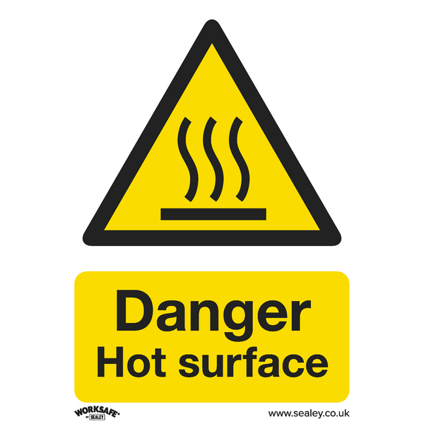 Sealey Safety Signs Danger Hot Surface - Warning Safety Sign - Self-Adhesive Vinyl-SS42V1 5054630001901 SS42V1 - Buy Direct from Spare and Square