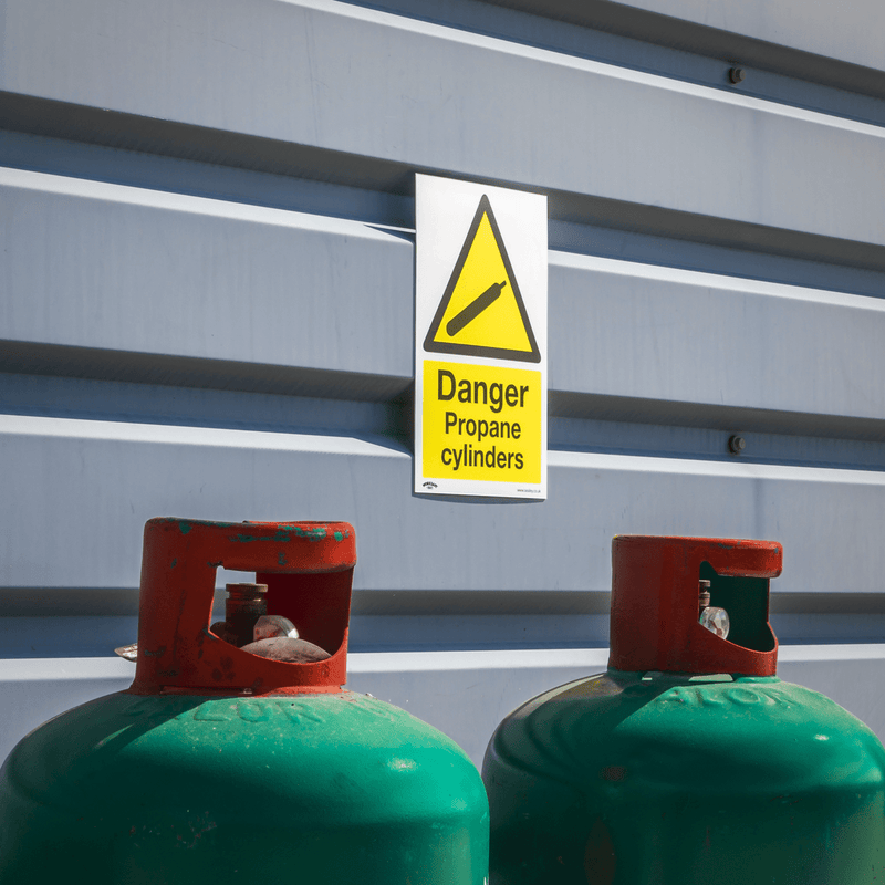 Sealey Safety Signs Danger Propane Cylinders - Warning Safety Sign - Self-Adhesive Vinyl-SS62V10 5054630101991 SS62V10 - Buy Direct from Spare and Square