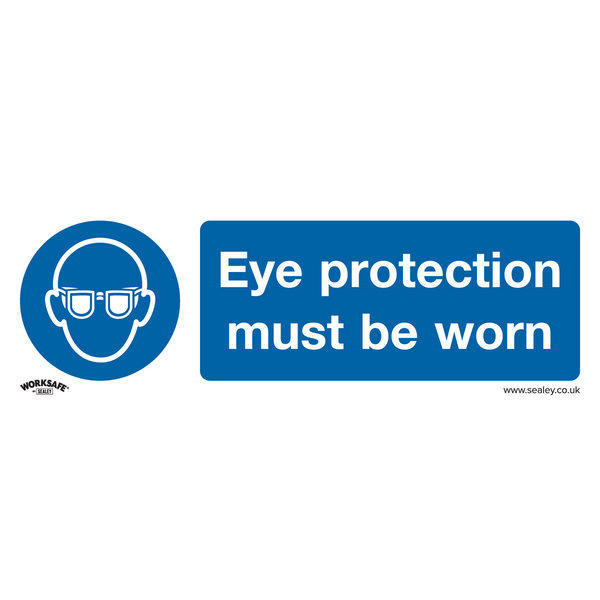Sealey Safety Signs Eye Protection Must Be Worn - Mandatory Safety Sign - Rigid Plastic - Pack of 10-SS11P10 5054511990409 SS11P10 - Buy Direct from Spare and Square