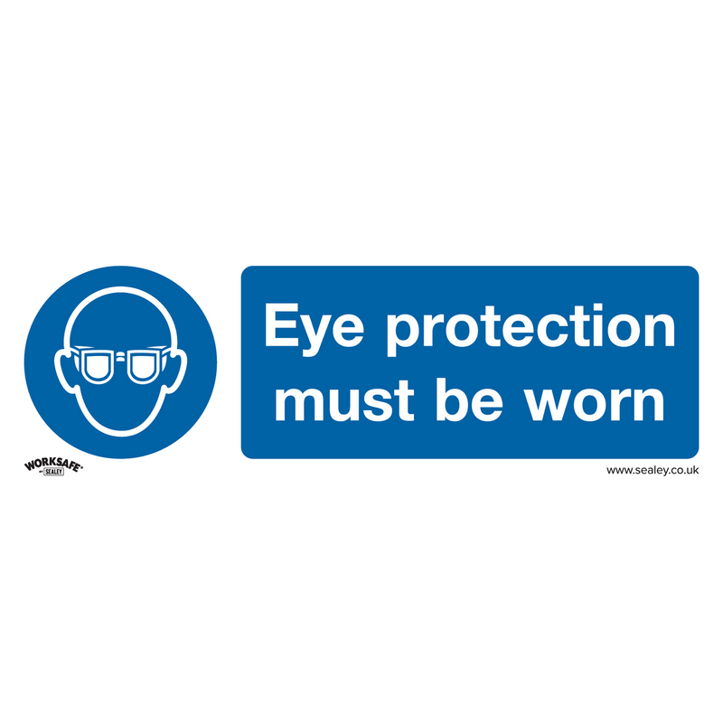 Sealey Safety Signs Eye Protection Must Be Worn - Mandatory Safety Sign - Rigid Plastic - Pack of 10-SS11P10 5054511990409 SS11P10 - Buy Direct from Spare and Square