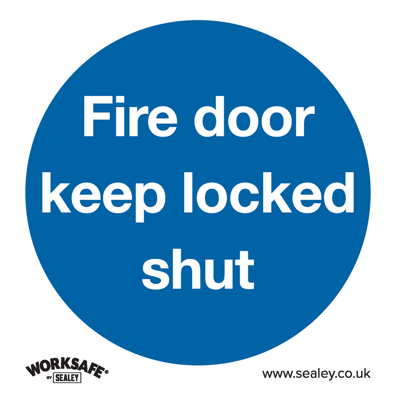 Sealey Safety Signs Fire Door Keep Locked Shut - Mandatory Safety Sign - Rigid Plastic - Pack of 10-SS4P10 5054511990003 SS4P10 - Buy Direct from Spare and Square