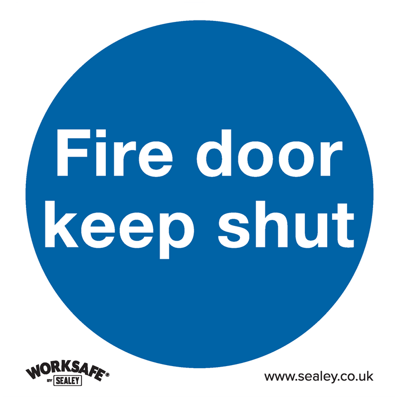 Sealey Safety Signs Fire Door Keep Shut - Mandatory Safety Sign - Rigid Plastic-SS1P1 5054511988888 SS1P1 - Buy Direct from Spare and Square