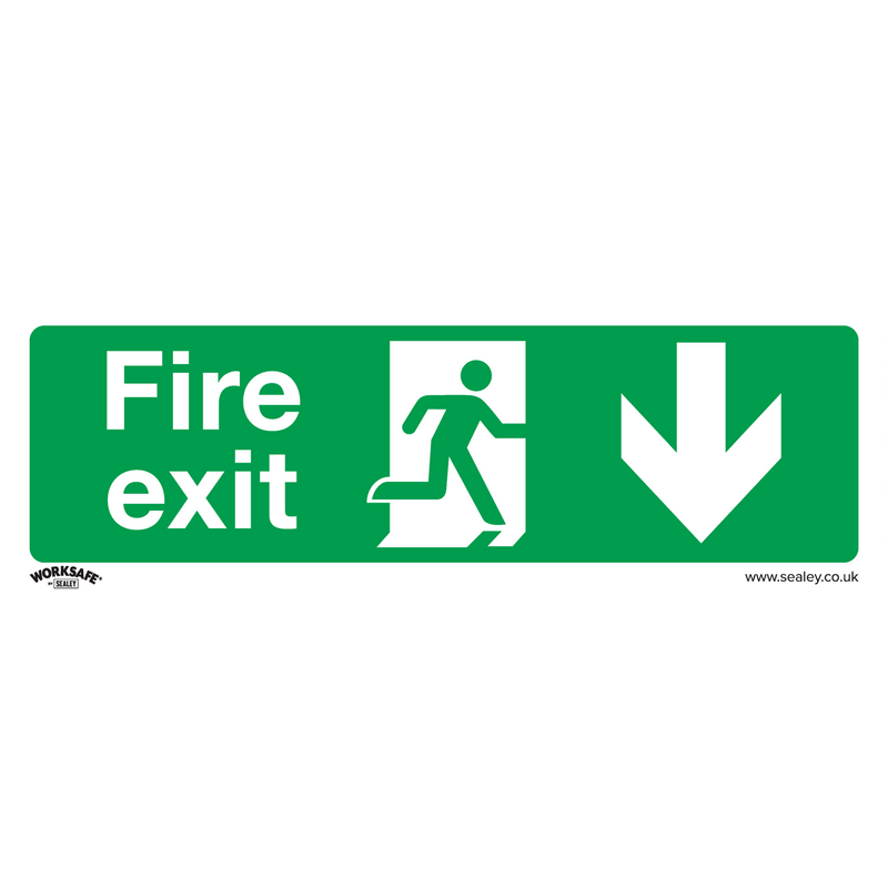 Sealey Safety Signs Fire Exit (Down) - Safe Conditions Safety Sign - Rigid Plastic - Pack of 10-SS22P10 5054511990881 SS22P10 - Buy Direct from Spare and Square