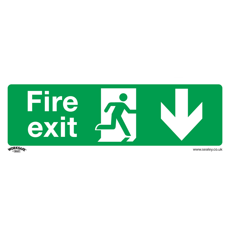 Sealey Safety Signs Fire Exit (Down) - Safe Conditions Safety Sign - Self-Adhesive Vinyl - Pack of 10-SS22V10 5054511990874 SS22V10 - Buy Direct from Spare and Square