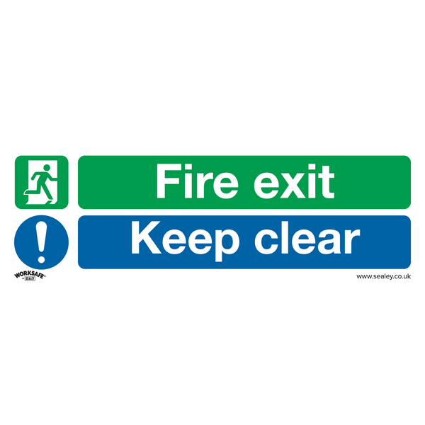 Sealey Safety Signs Fire Exit Keep Clear - Safe Conditions Safety Sign - Rigid Plastic - Pack of 10-SS18P10 5054511990713 SS18P10 - Buy Direct from Spare and Square