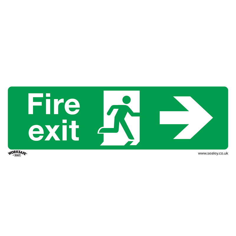 Sealey Safety Signs Fire Exit (Right) - Safe Conditions Safety Sign - Rigid Plastic-SS24P1 5054511991505 SS24P1 - Buy Direct from Spare and Square