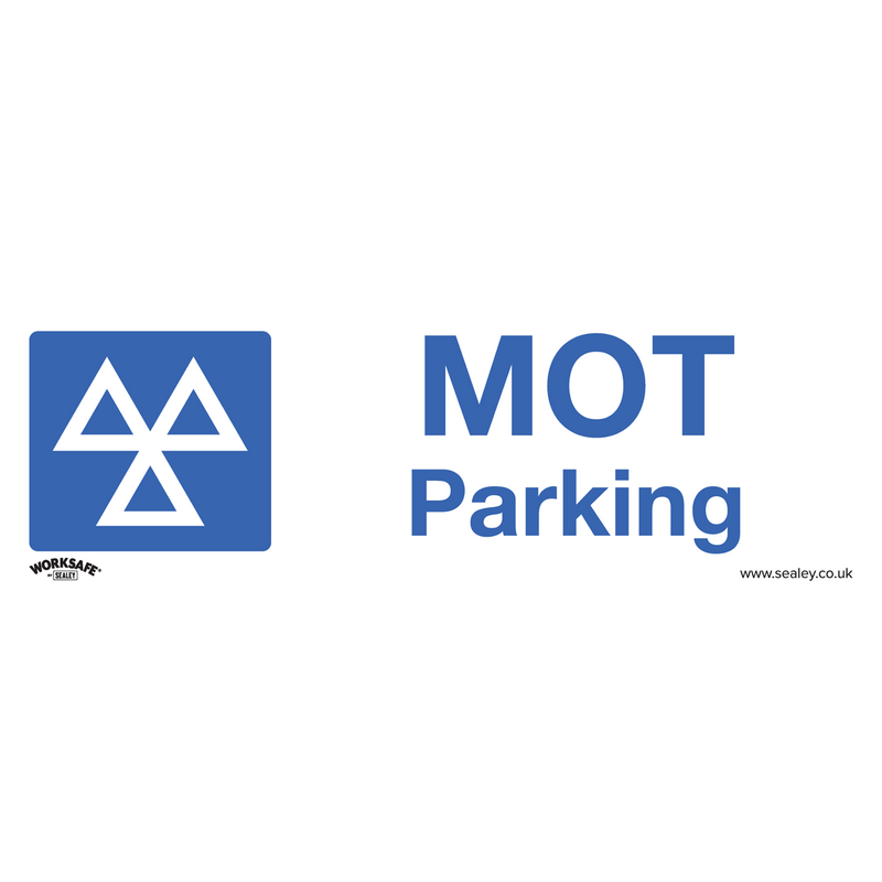 Sealey Safety Signs MOT Parking - Warning Safety Sign - Rigid Plastic - Pack of 10-SS49P10 5054630000324 SS49P10 - Buy Direct from Spare and Square