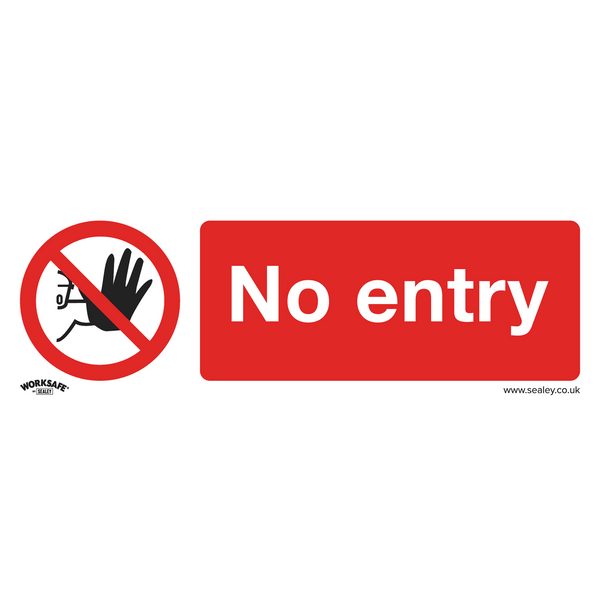 Sealey Safety Signs No Entry - Prohibition Safety Sign - Rigid Plastic - Pack of 10-SS14P10 5054511990515 SS14P10 - Buy Direct from Spare and Square