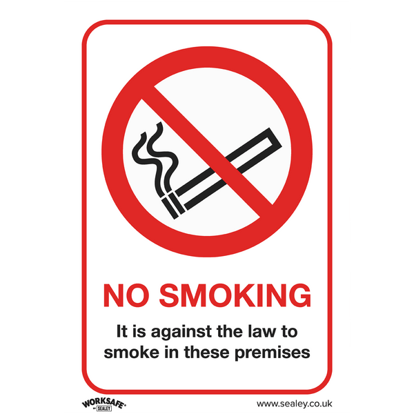 Sealey Safety Signs No Smoking (On Premises) - Prohibition Safety Sign - Rigid Plastic - Pack of 10-SS12P10 5054511990430 SS12P10 - Buy Direct from Spare and Square