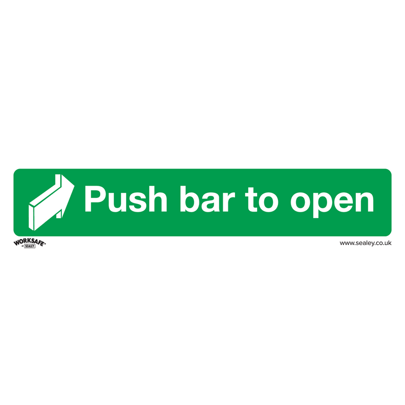 Sealey Safety Signs Push Bar To Open - Safe Conditions Safety Sign - Rigid Plastic - Pack of 10-SS29P10 5054630001406 SS29P10 - Buy Direct from Spare and Square