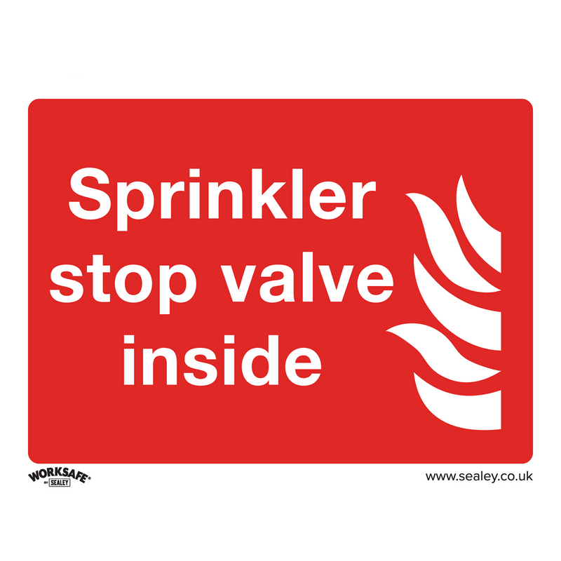 Sealey Safety Signs Sprinkler Stop Valve - Safe Conditions Safety Sign - Self-Adhesive Vinyl-SS23V1 5054511990911 SS23V1 - Buy Direct from Spare and Square