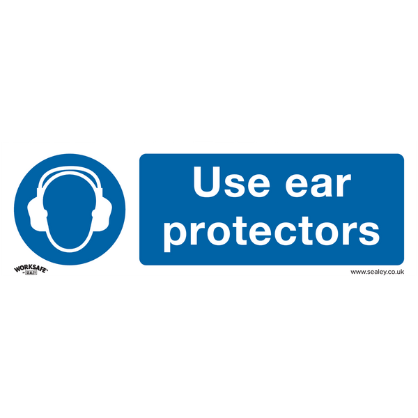 Sealey Safety Signs Use Ear Protectors - Mandatory Safety Sign - Rigid Plastic - Pack of 10-SS10P10 5054511990355 SS10P10 - Buy Direct from Spare and Square