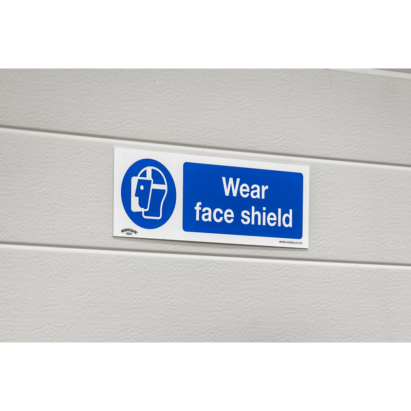 Sealey Safety Signs Wear Face Shield - Mandatory Safety Sign - Rigid Plastic-SS55P1 5054630101960 SS55P1 - Buy Direct from Spare and Square