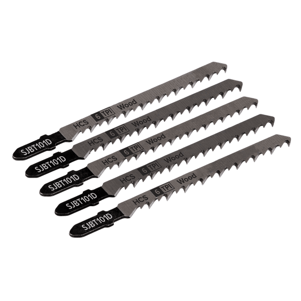 Sealey Saw Blades 100mm 6tpi Jigsaw Blade Hard Wood - Pack of 5-SJBT101D 5054511705416 SJBT101D - Buy Direct from Spare and Square
