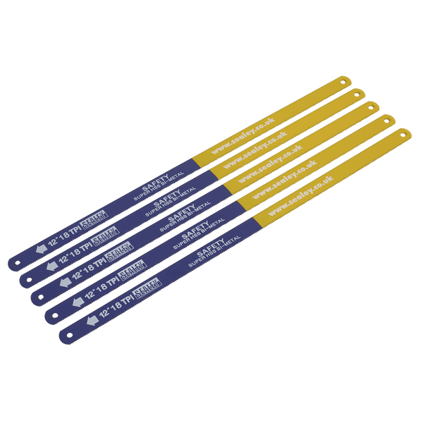 Sealey Saw Blades 18tpi Bi-Metal Hacksaw Blade HSS - Pack of 5-HSB0518 5054630030321 HSB0518 - Buy Direct from Spare and Square