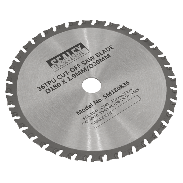 Sealey Saw Blades 36tpu Cut-Off Saw Blade Ø180 x 1.9mm/Ø20mm-SM180B36 5051747786486 SM180B36 - Buy Direct from Spare and Square