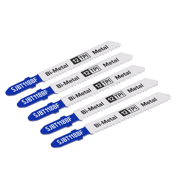 Sealey Saw Blades 75mm 12tpi Jigsaw Blade Metal - Pack of 5-SJBT118BF 5054511705843 SJBT118BF - Buy Direct from Spare and Square