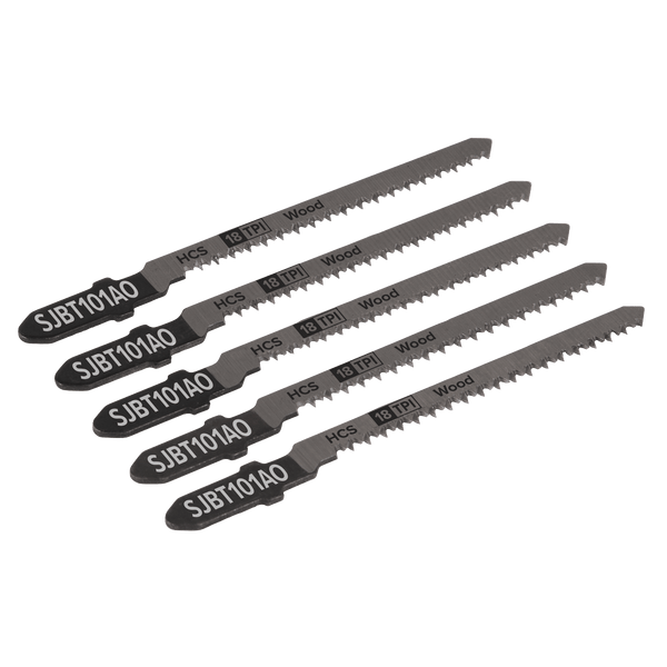 Sealey Saw Blades 83mm 18tpi Jigsaw Blade Hard Wood - Pack of 5-SJBT101AO 5054511705553 SJBT101AO - Buy Direct from Spare and Square