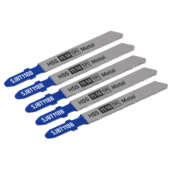 Sealey Saw Blades 92mm 11-14tpi Jigsaw Blade Metal - Pack of 5-SJBT118B 5054511705423 SJBT118B - Buy Direct from Spare and Square