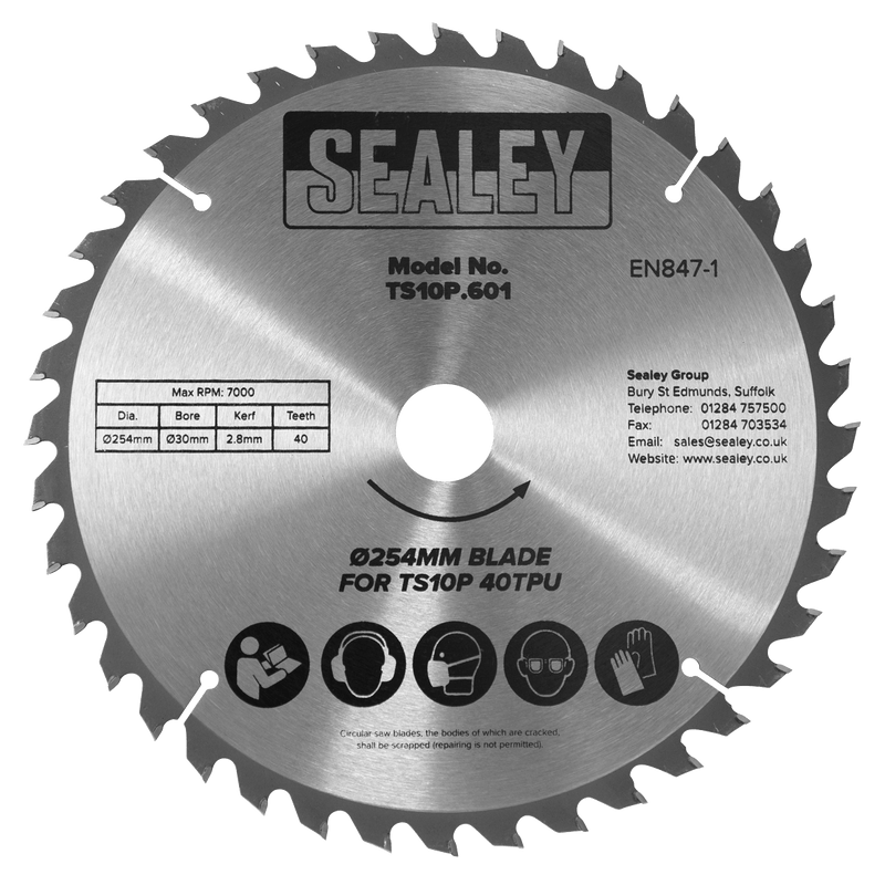 Sealey Saw Blades Ø254mm Blade for TS10P 40tpu-TS10P.601 5054511979756 TS10P.601 - Buy Direct from Spare and Square