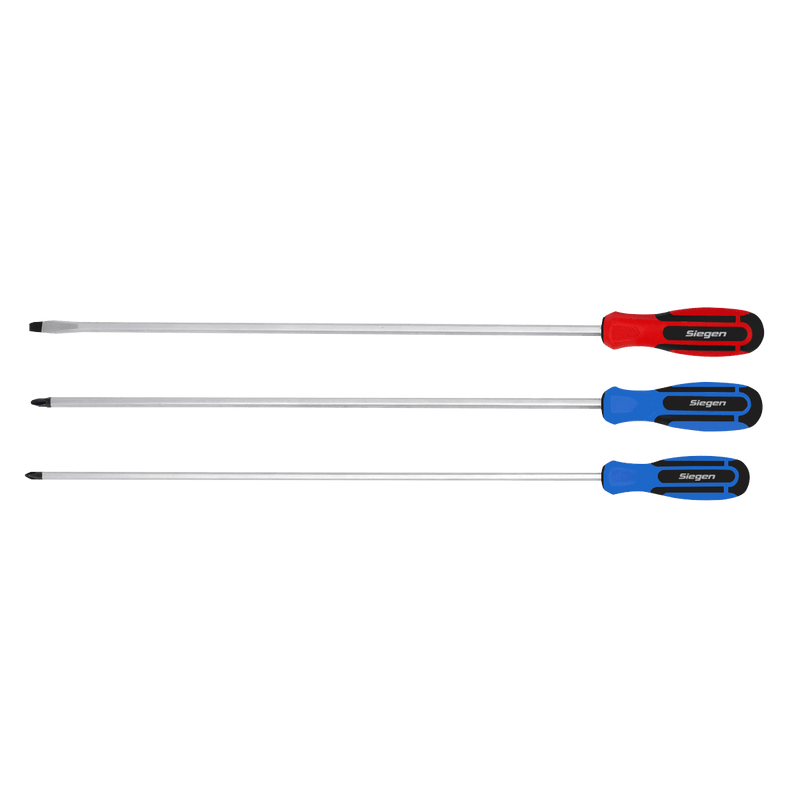 Sealey Screwdrivers 3pc Extra-Long Screwdriver Set-S0895 5054511792485 S0895 - Buy Direct from Spare and Square