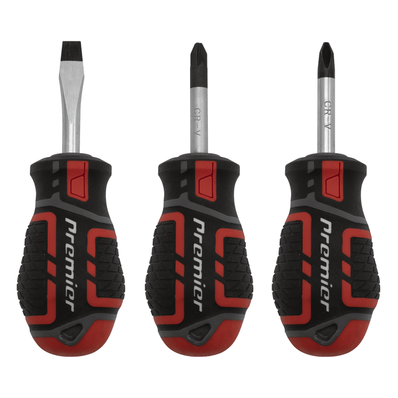 Sealey Screwdrivers 3pc GripMAX® Stubby Screwdriver Set-AK4328 5054511874778 AK4328 - Buy Direct from Spare and Square