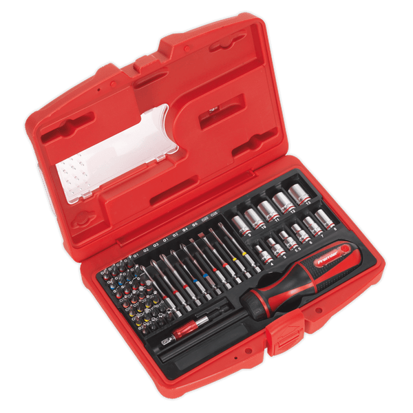 Sealey Screwdrivers 51pc Fine Tooth Ratchet Screwdriver Socket & Bit Set-AK64903 5051747789630 AK64903 - Buy Direct from Spare and Square