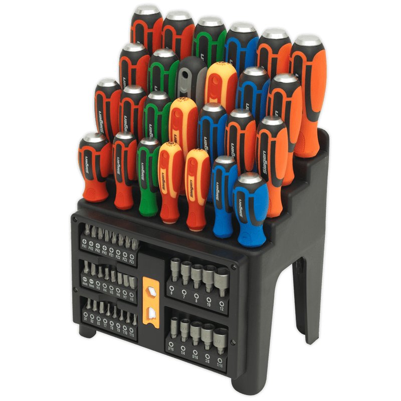 Sealey Screwdrivers 61pc Hammer-Thru Screwdriver, Bit & Nut Driver Set-S01153 5054511235760 S01153 - Buy Direct from Spare and Square