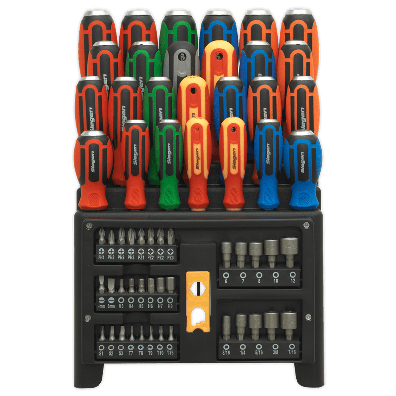 Sealey Screwdrivers 61pc Hammer-Thru Screwdriver, Bit & Nut Driver Set-S01153 5054511235760 S01153 - Buy Direct from Spare and Square