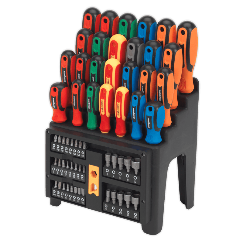 Sealey Screwdrivers 61pc Screwdriver, Bit & Nut Driver Set - Lifetime Warranty 5054511212228 S01152 - Buy Direct from Spare and Square