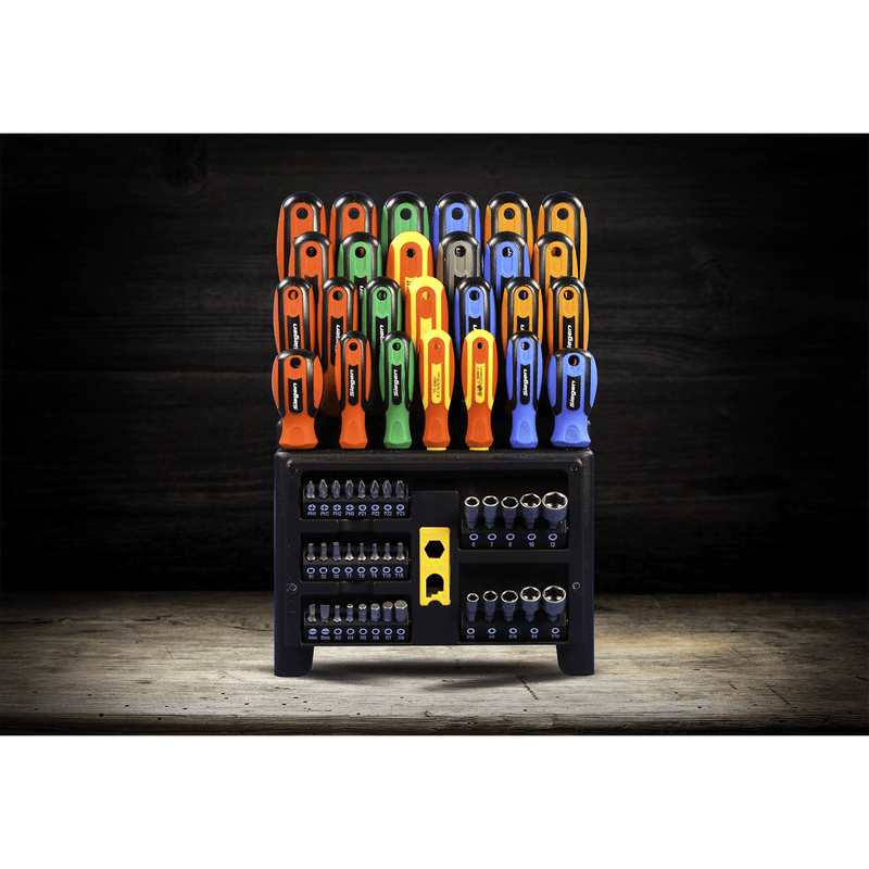 Sealey Screwdrivers 61pc Screwdriver, Bit & Nut Driver Set - Lifetime Warranty 5054511212228 S01152 - Buy Direct from Spare and Square