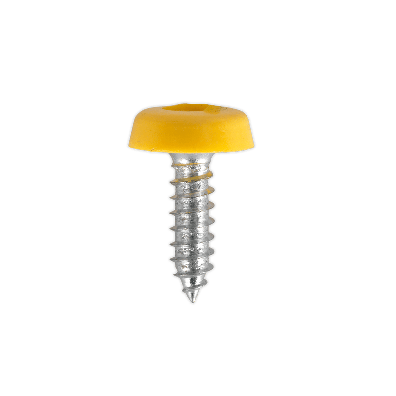 Sealey Screws & Fixings 4.8 x 18mm Plastic Enclosed Head Yellow Numberplate Screw - Pack of 50-PTNP2 5054511051575 PTNP2 - Buy Direct from Spare and Square