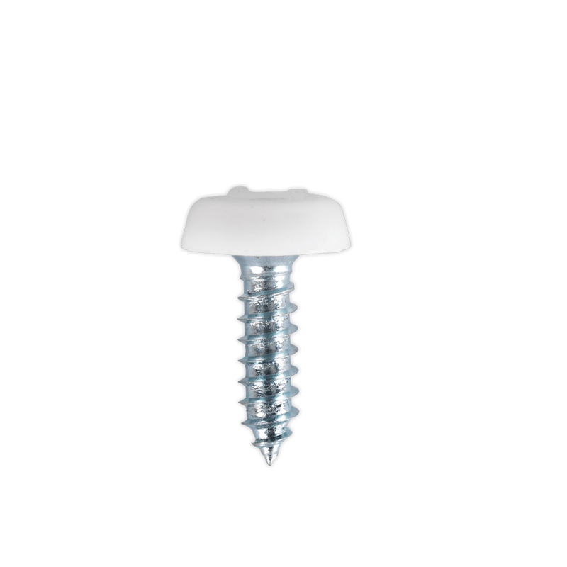Sealey Screws & Fixings 4.8 x 18mm White Numberplate Screw - Pack of 50-PTNP1 5054511051568 PTNP1 - Buy Direct from Spare and Square